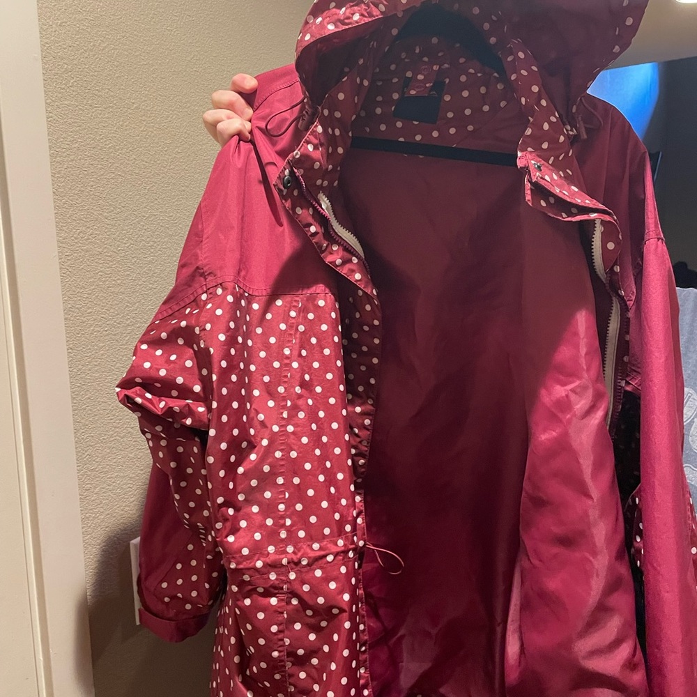 Women’s Maroon Polka Dot Utility Jacket with Hood